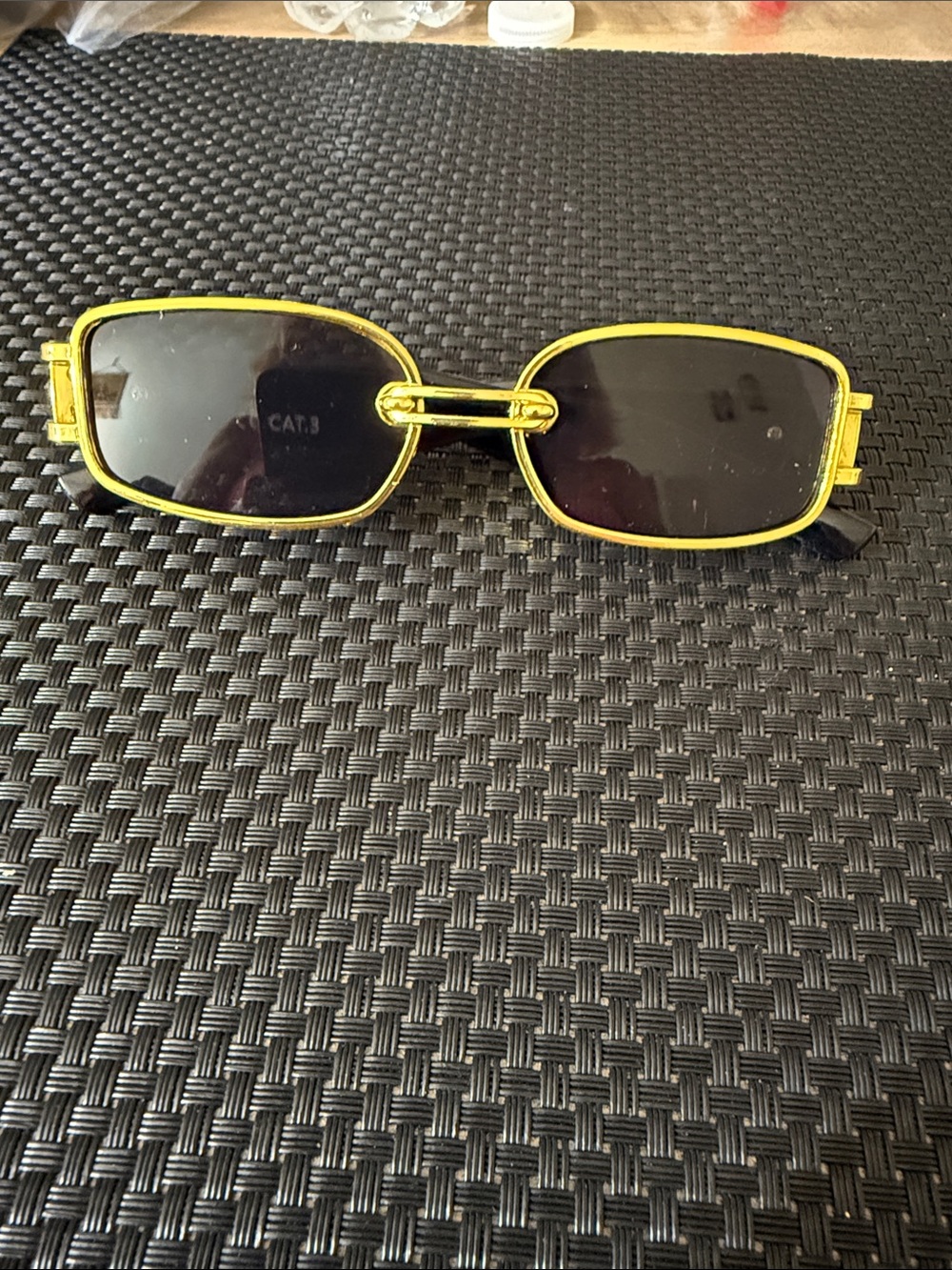 Gold Frame Black Lens Women's Sunglasses